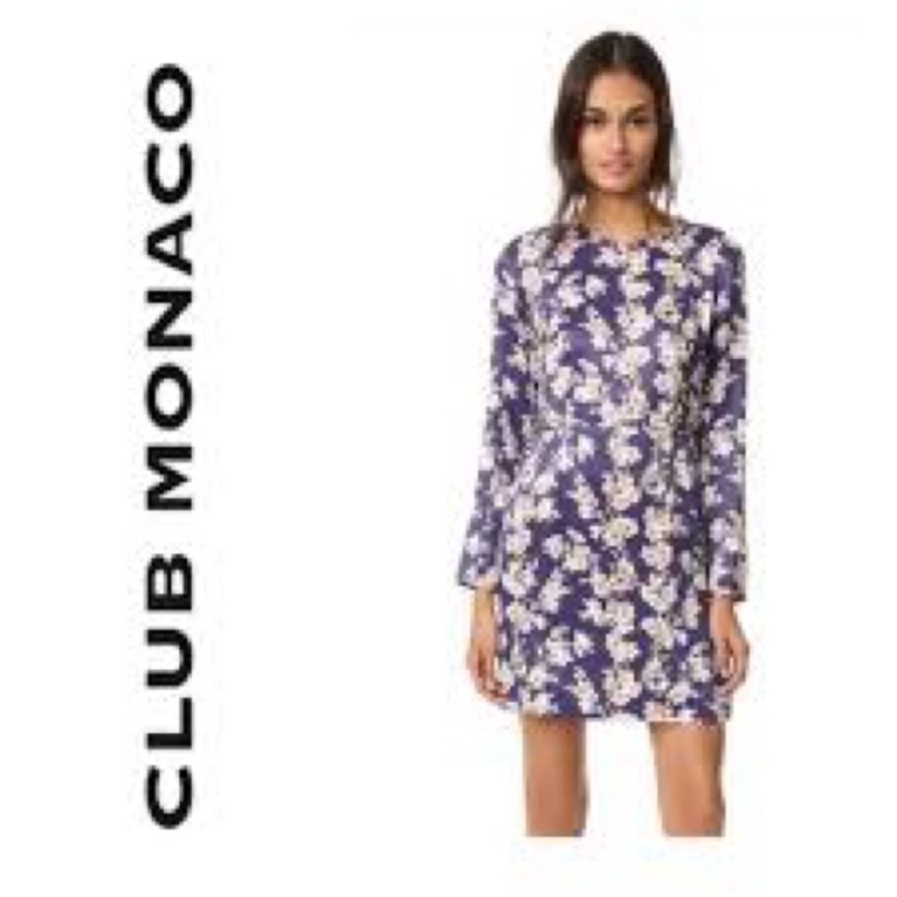 Club Monaco Kaveh Long Sleeve Mini Dress Purple Sz 00